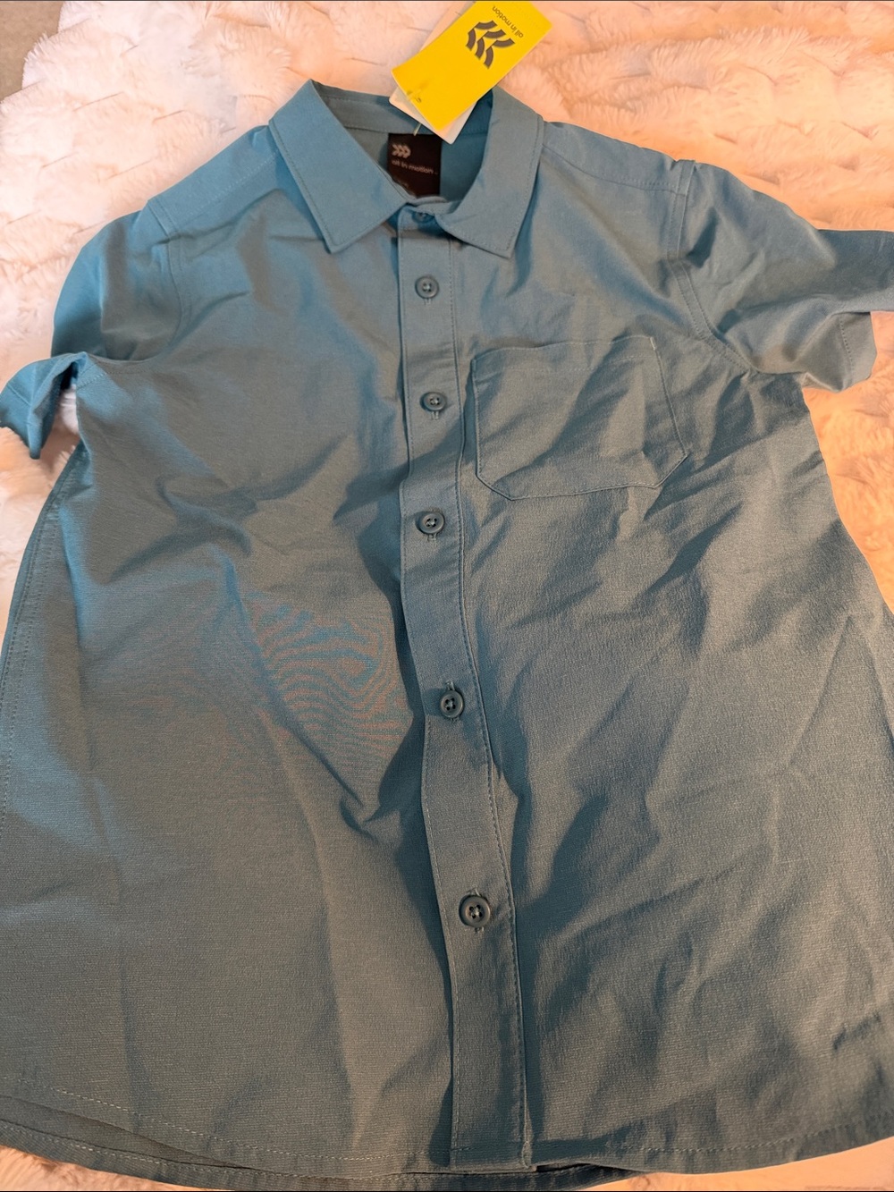 all in motion Kid’s Short-Sleeve Button-Down Shirt - Teal Blue